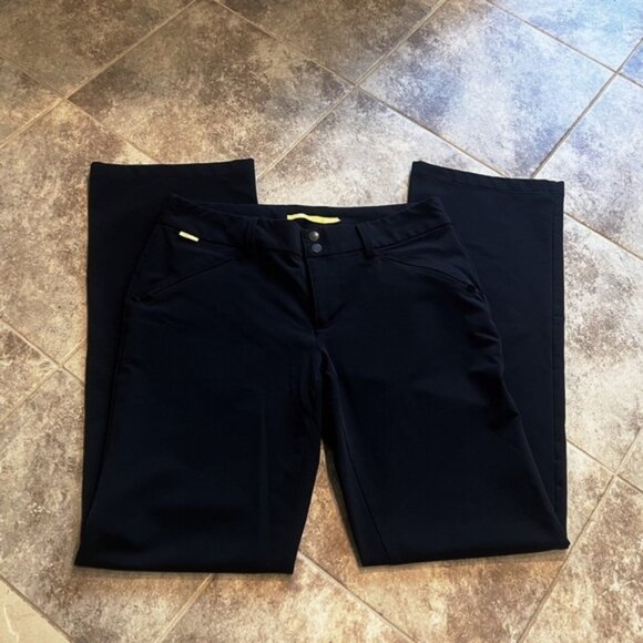 Lole Travel Pant Solid Black Mid Rise Straight Leg Stretch Pockets Size 8 - Picture 5 of 13
